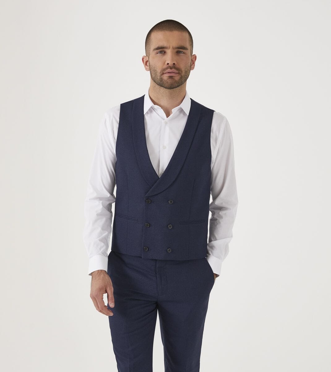 Harcourt Navy Waistcoat - Waistcoats - 34R - Double Breasted - Swagger & Swoon