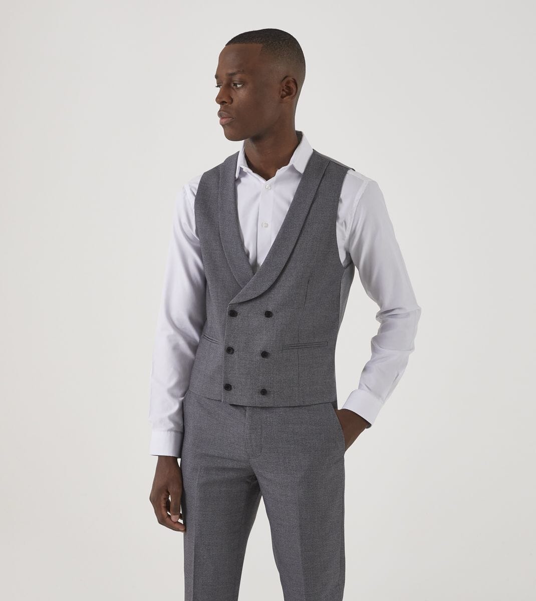 Harcourt Silver Waistcoat - Waistcoats - 34R - Double Breasted - Swagger & Swoon