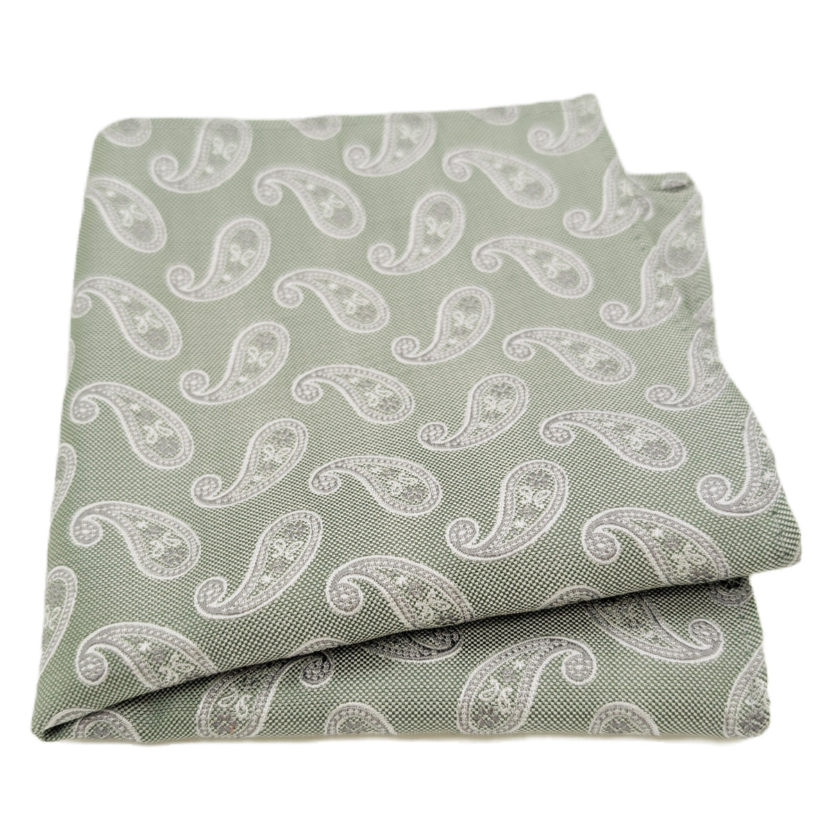 Sage Paisley Silk Pocket Square