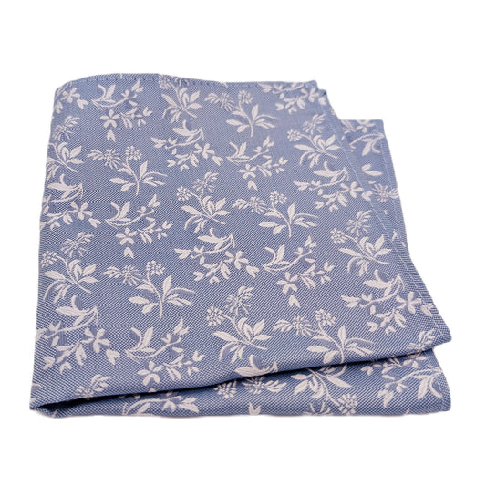 Blue Leaves Silk Pocket Square