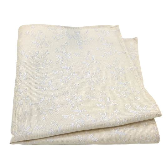 Cream Leaves Silk Pocket Square