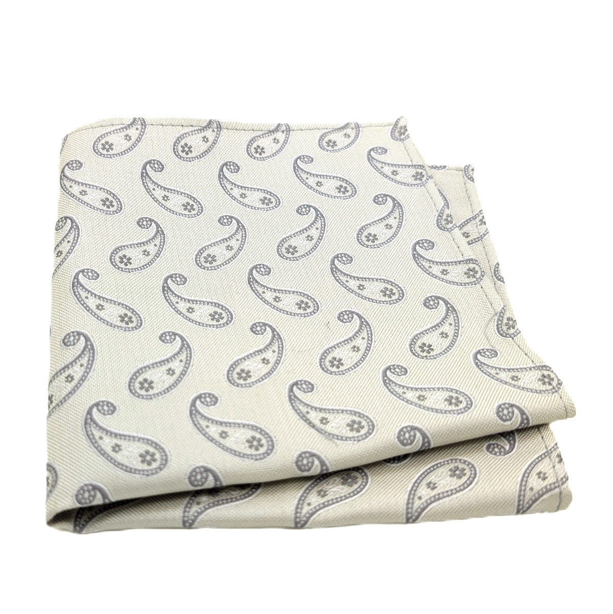 Cream Paisley Silk Pocket Square