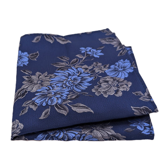 Navy Floral Pocket Square