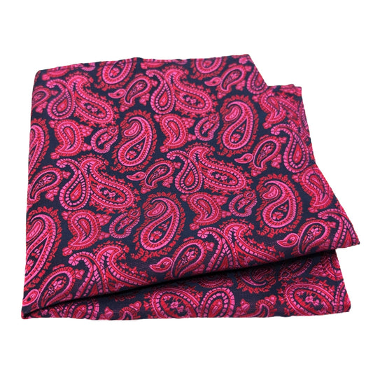 Raspberry Paisley Pocket Square