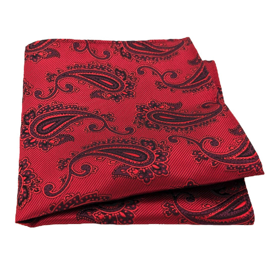 Scarlet Paisley Pocket Square