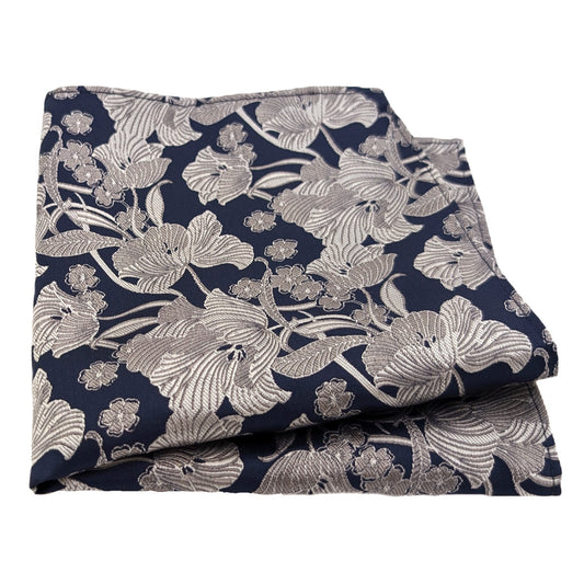 Pewter Flowers Pocket Square