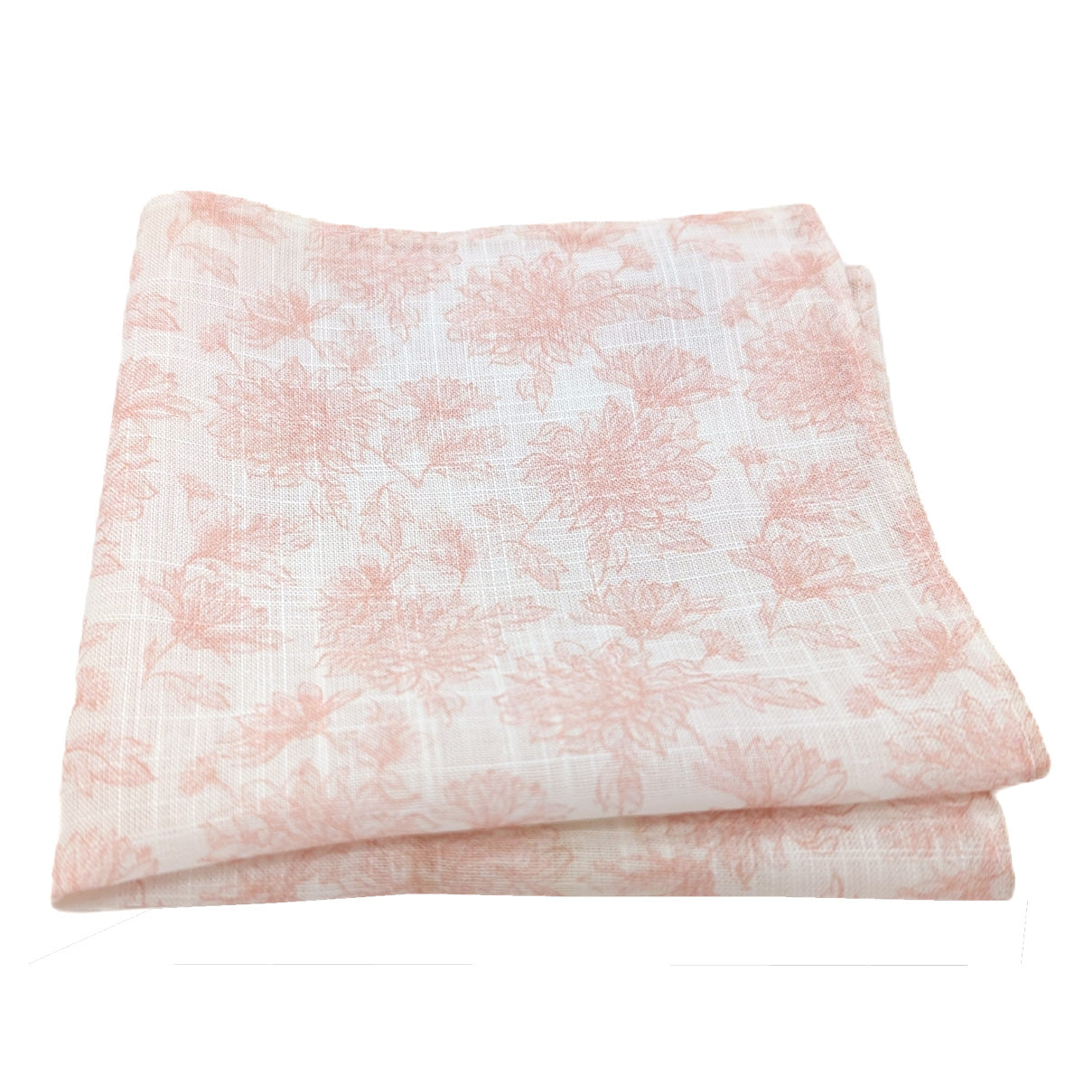 Pink Floral Linen Pocket Square