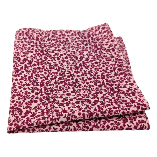 Raspberry Floral Cotton Pocket Square