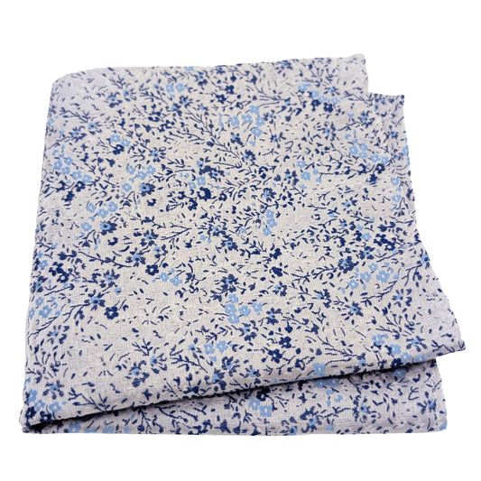 Blue & Silver Ditsy Floral Pocket Square