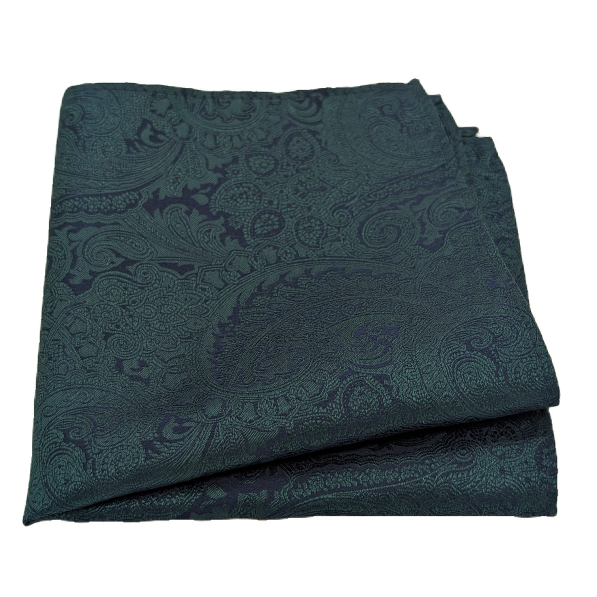 Bottle & Navy Paisley Silk Pocket Square