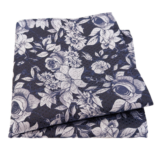 Navy Vintage Floral Pocket Square