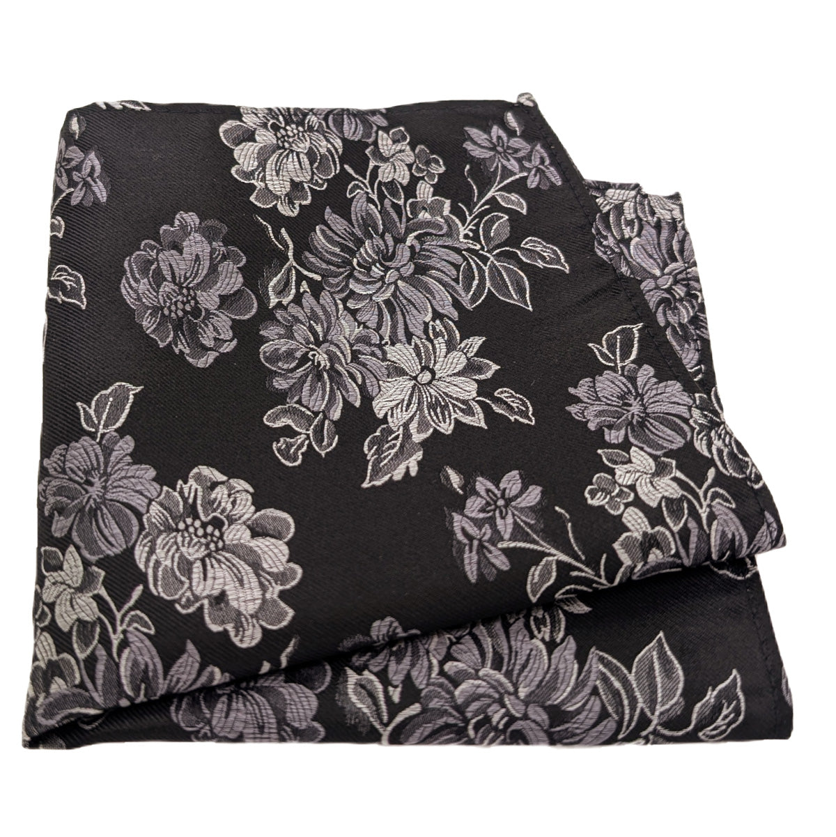 Black & Silver Floral Silk Wedding Swatch