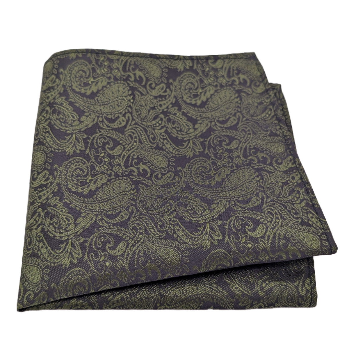 Black & Olive Paisley Pocket Square