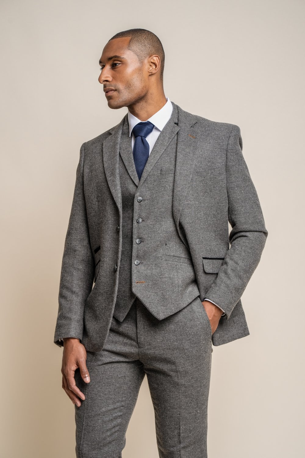 Cavani Martez Grey Tweed Jacket | Mens Tweed Blazers | Wedding Suit ...