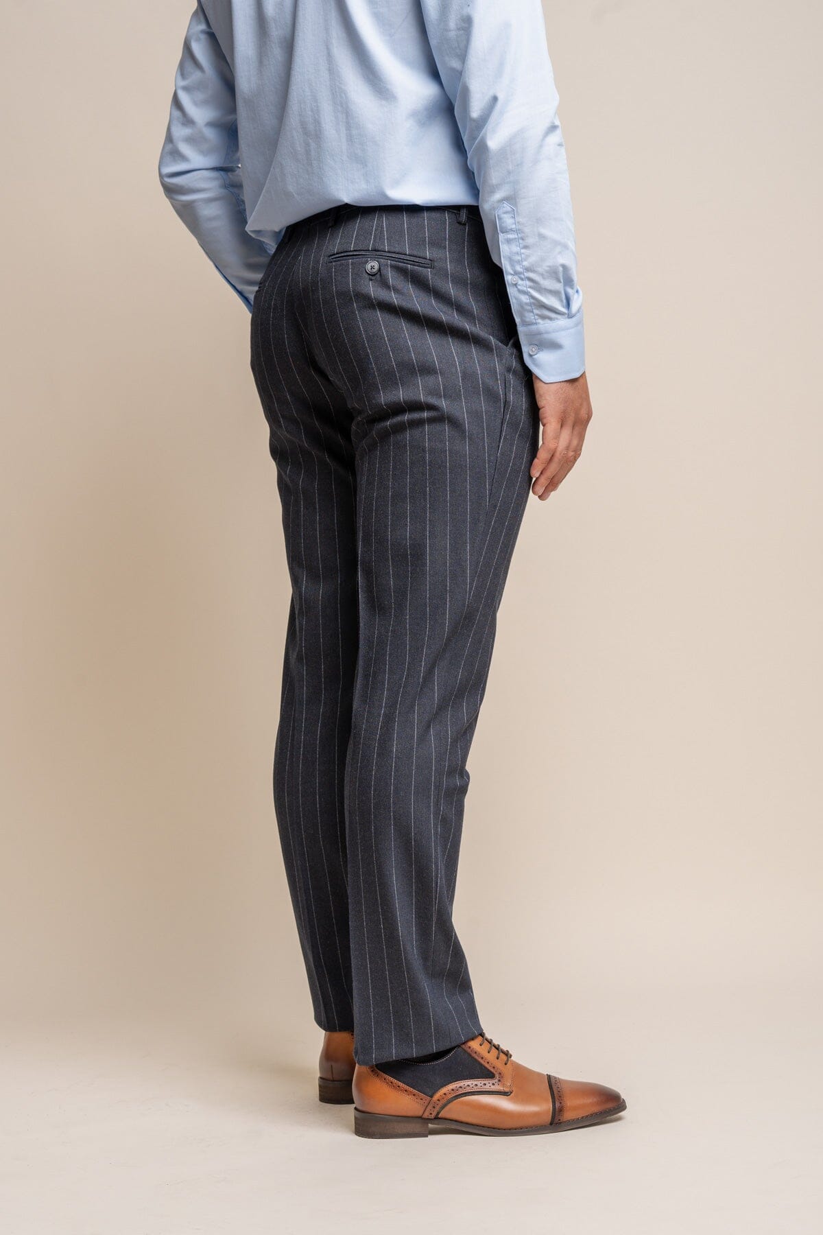 Invincible Navy Pinstripe 2 Piece Suit - Suits - 