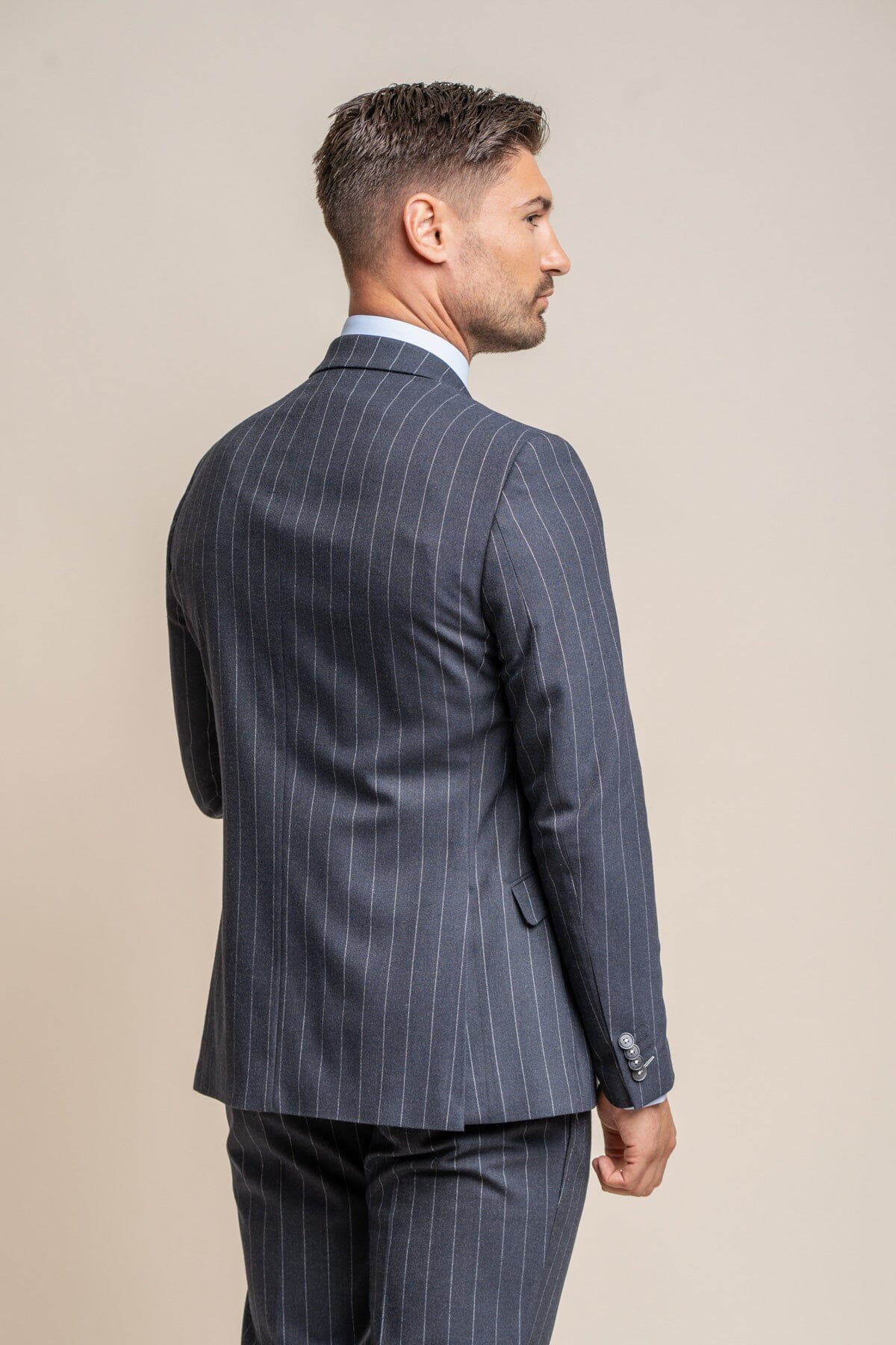 Invincible Navy Pinstripe 2 Piece Suit - Suits - 