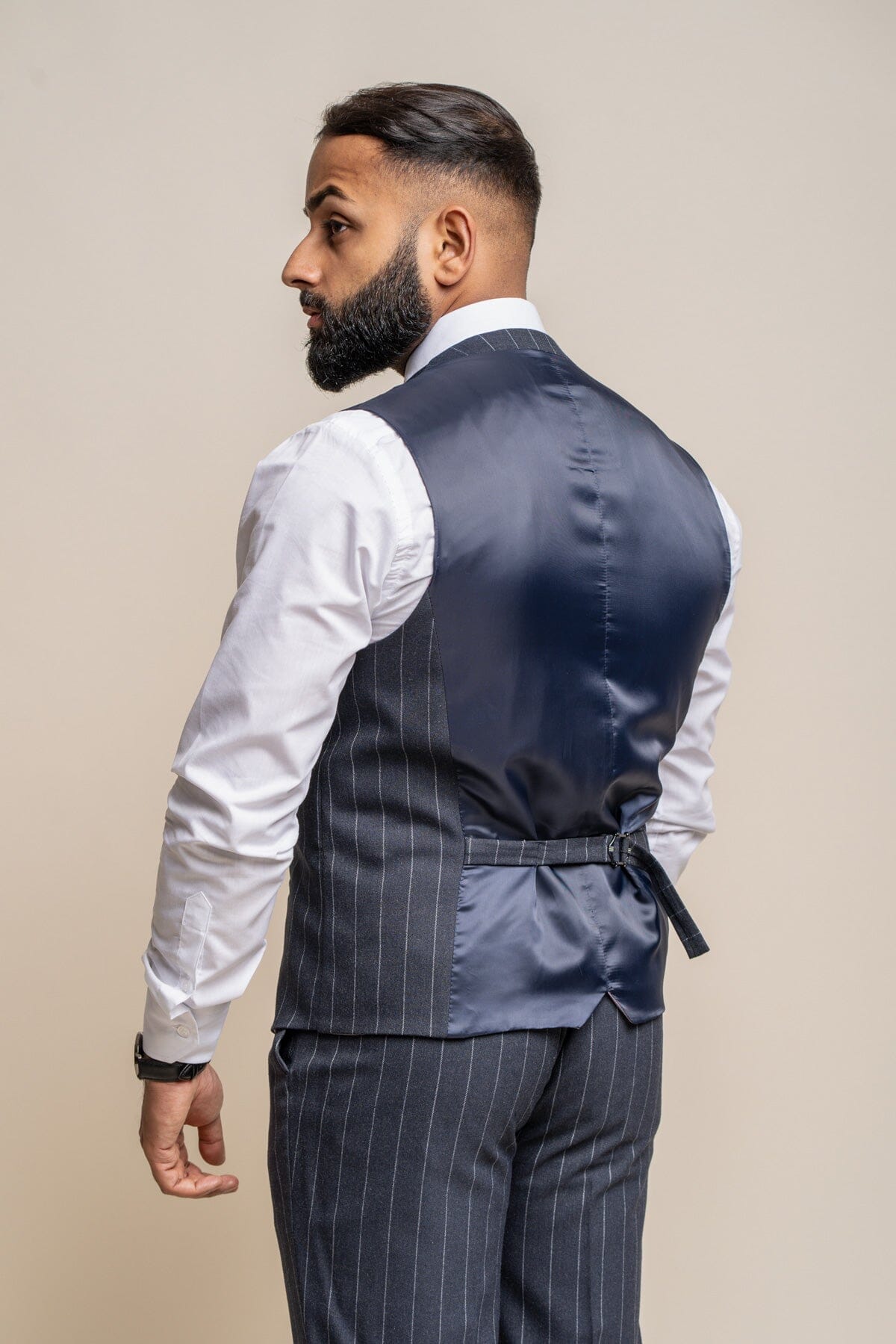 Invincible Navy Pinstripe Waistcoat - Waistcoats - 