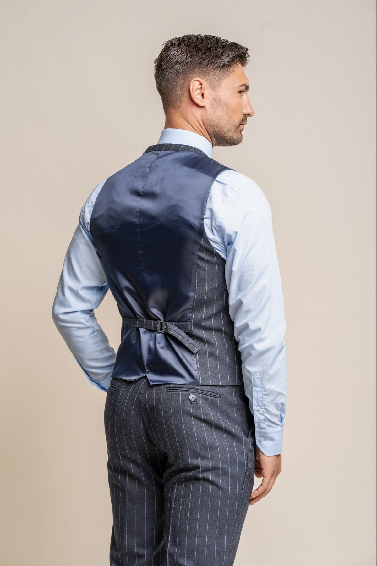 Invincible Navy Pinstripe Waistcoat - Waistcoats - 