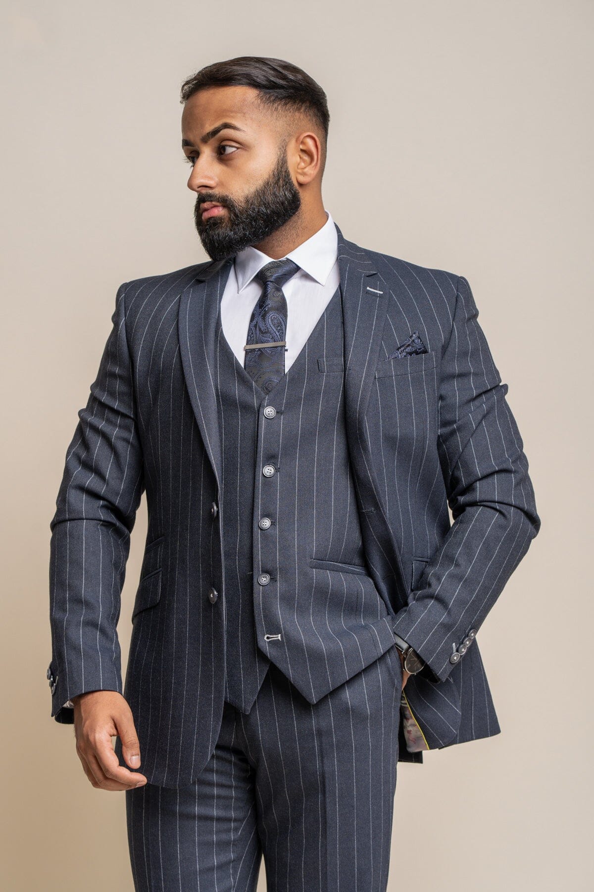 Invincible Navy Pinstripe Waistcoat - Waistcoats - 