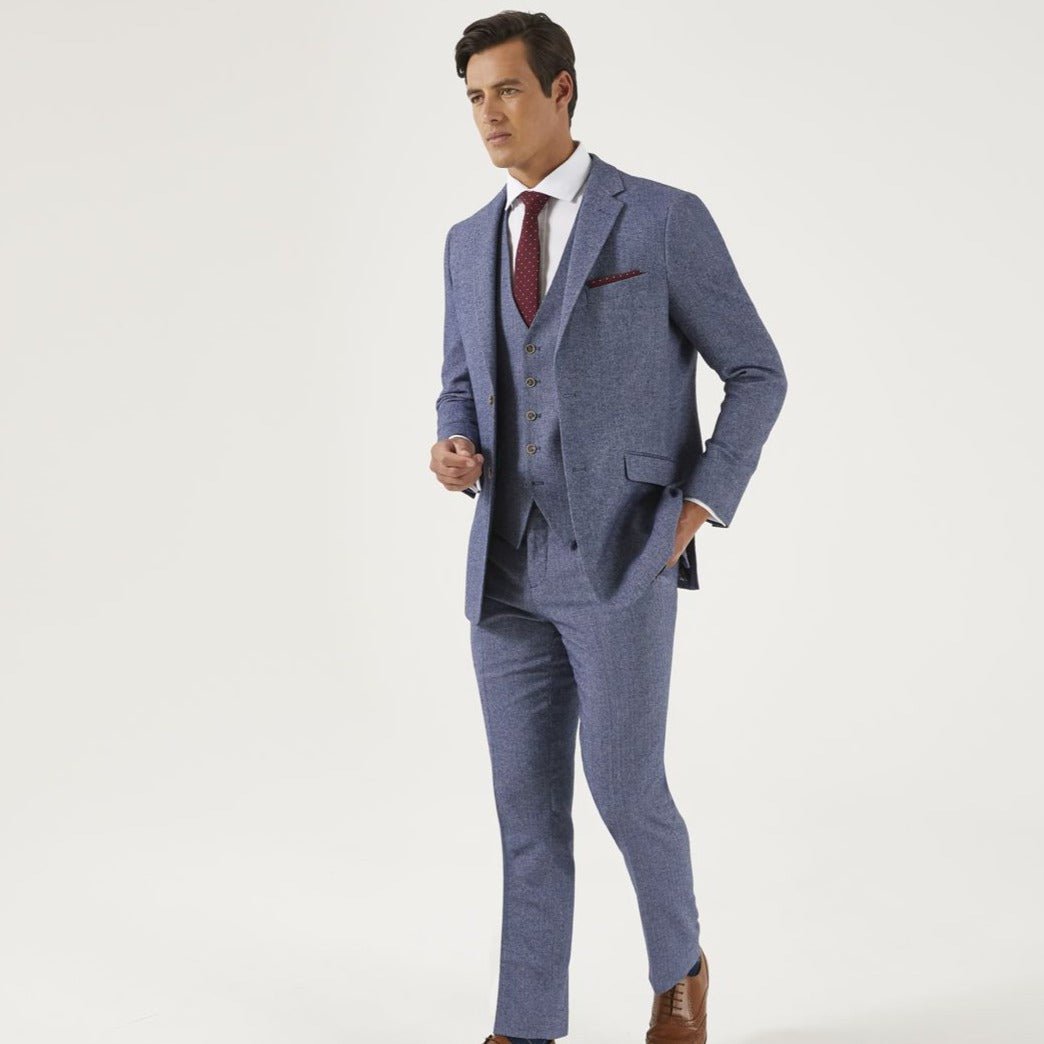 Jude Blue Herringbone Suit Swatch