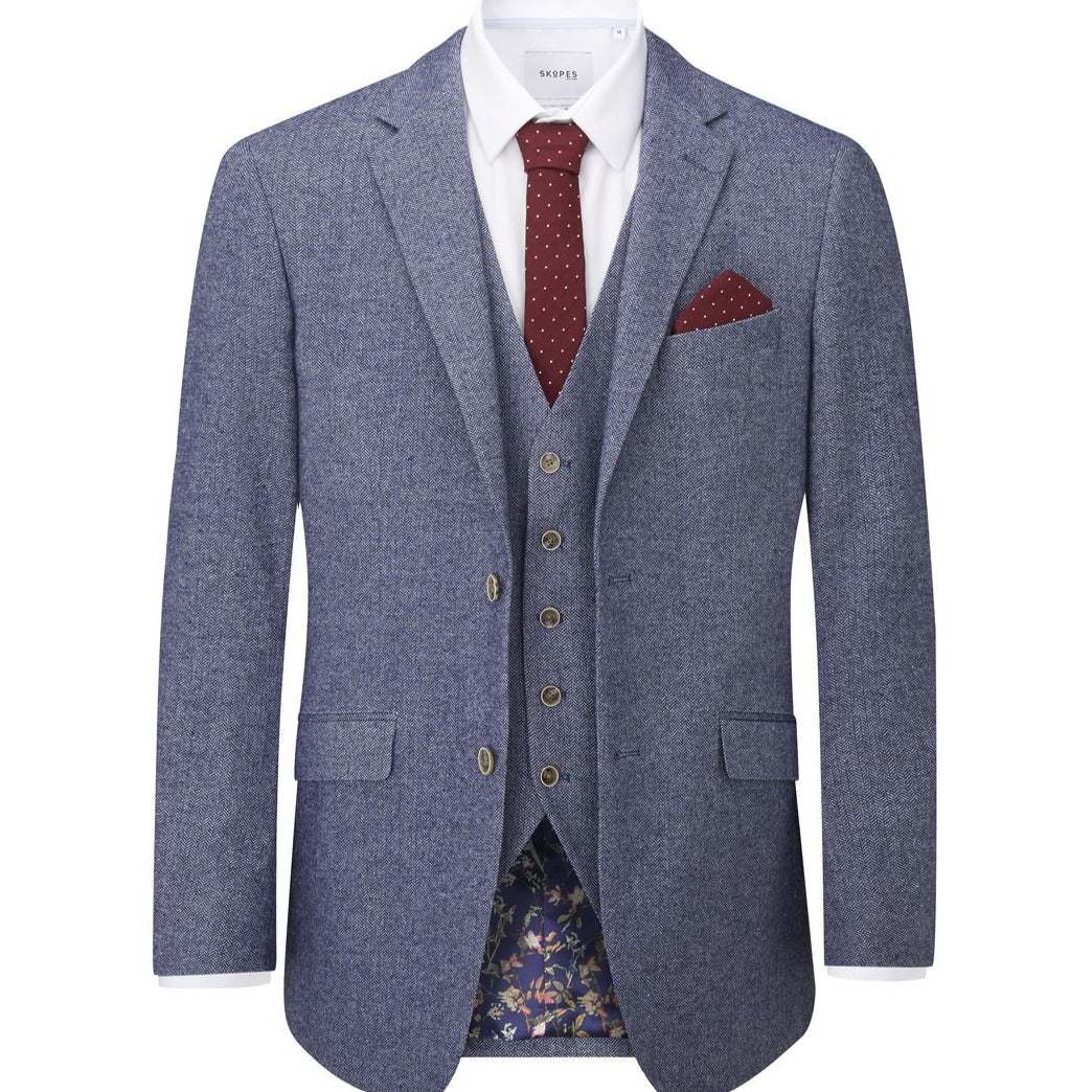 Jude Blue Herringbone Jacket - Blazers & Jackets - 34R - Swagger & Swoon