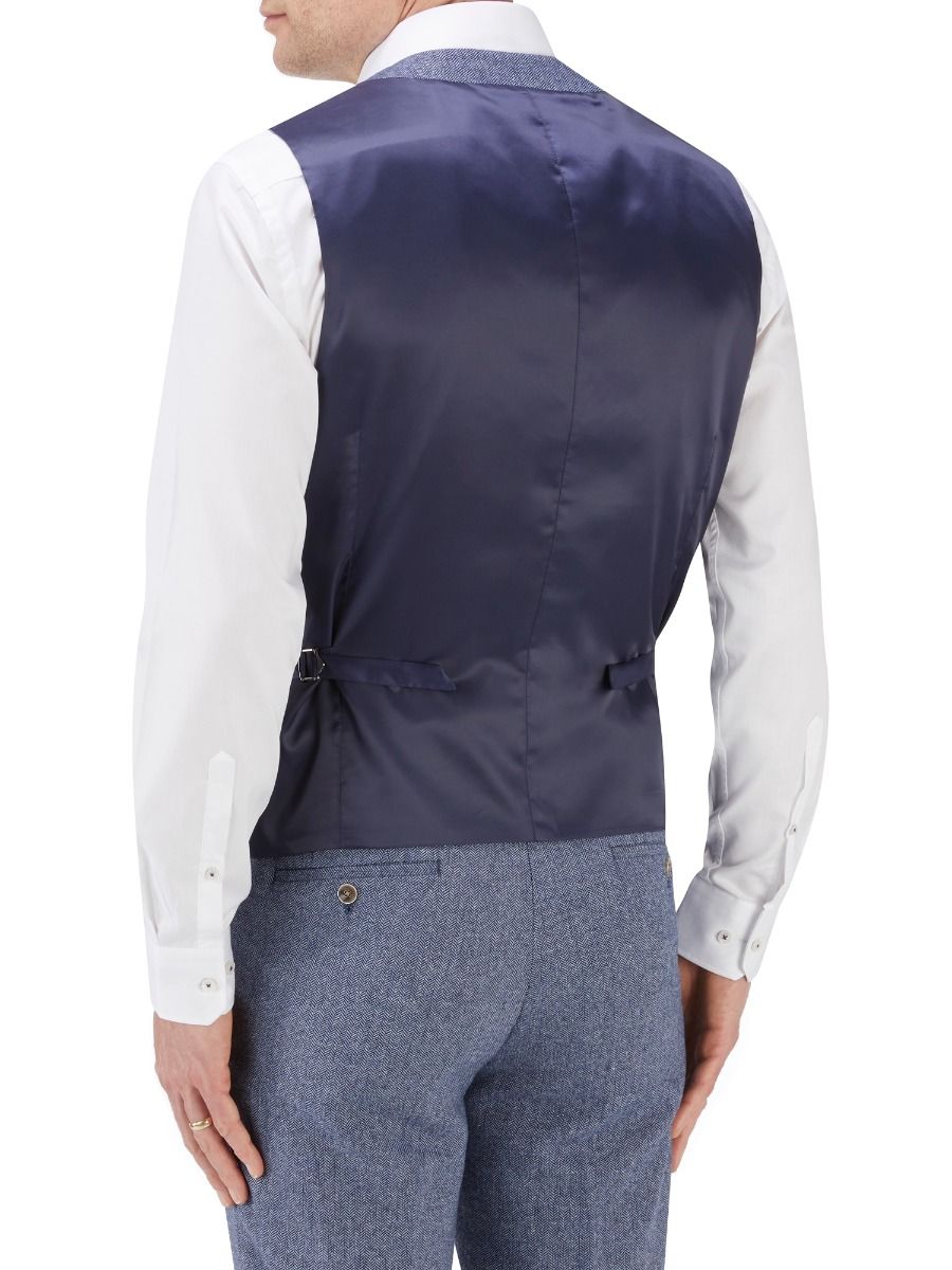 Jude Blue Herringbone Waistcoat - Waistcoats - 34R - Swagger & Swoon