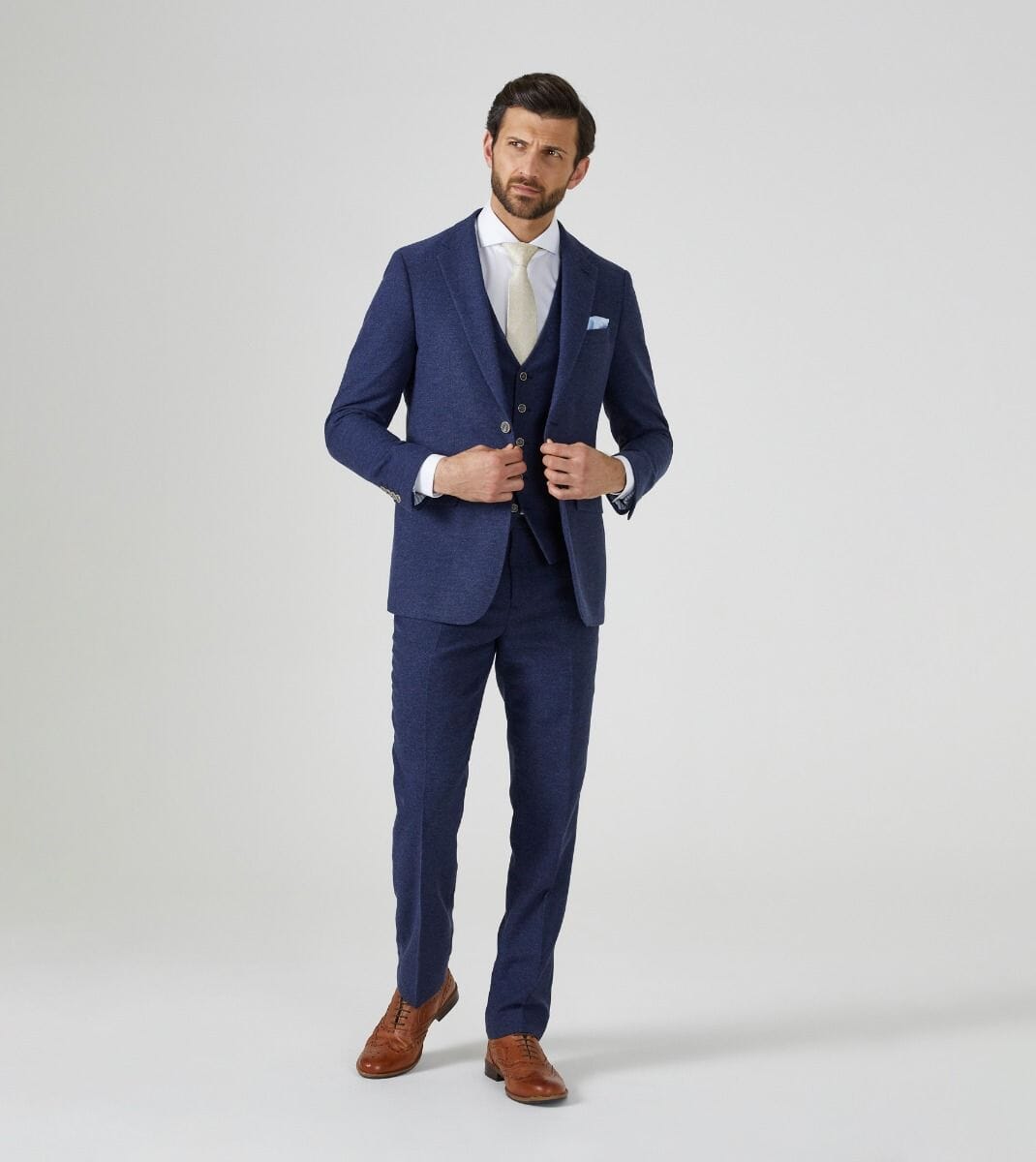 Jude Navy Herringbone Wedding Suit Swatch