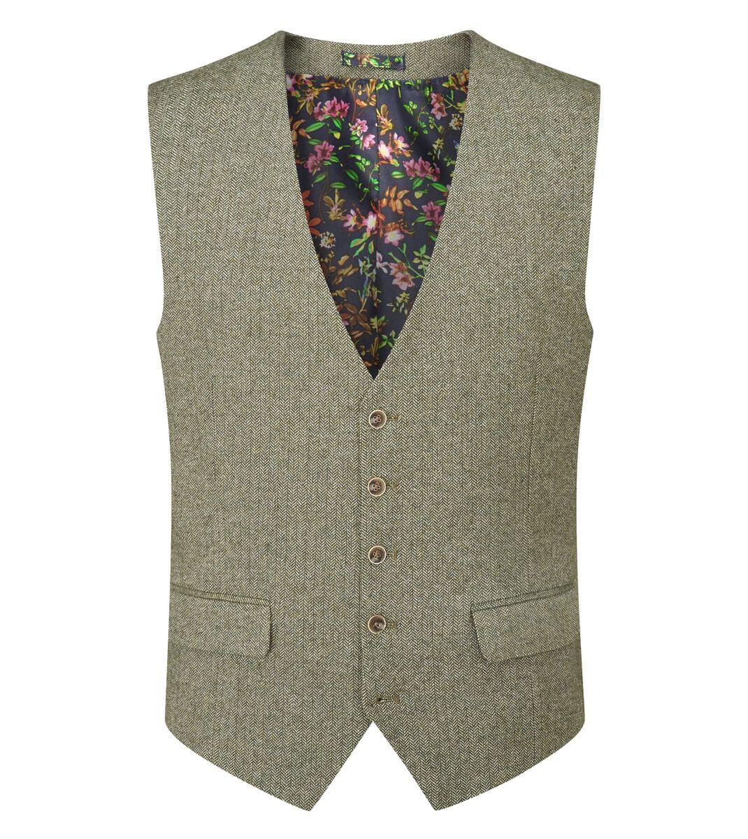 Jude Sage Herringbone Waistcoat - Waistcoats - 34R - Swagger & Swoon