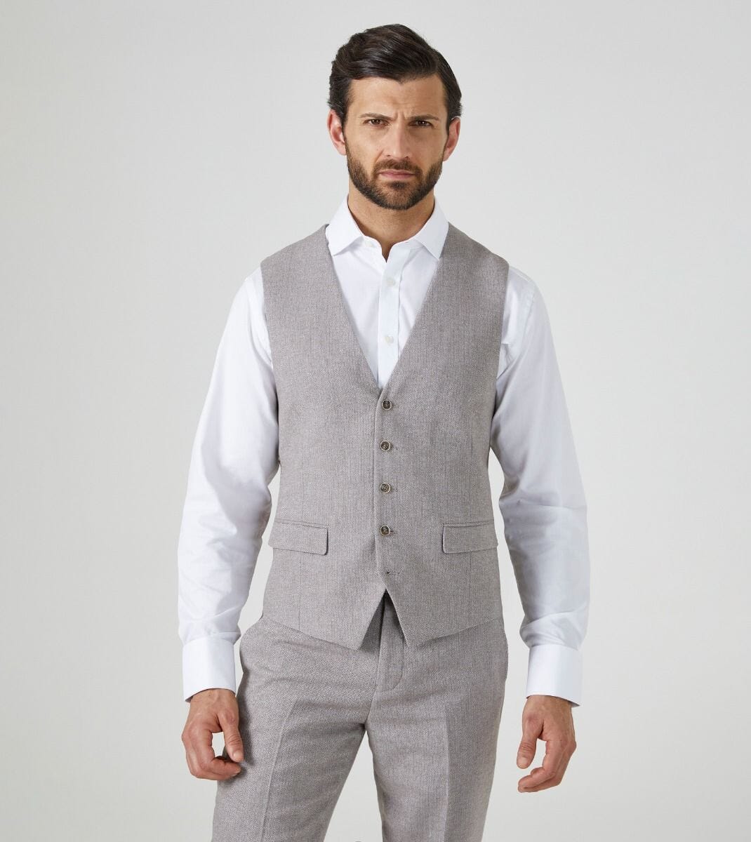 Jude Stone Herringbone Waistcoat - Waistcoats - 34R - Swagger & Swoon