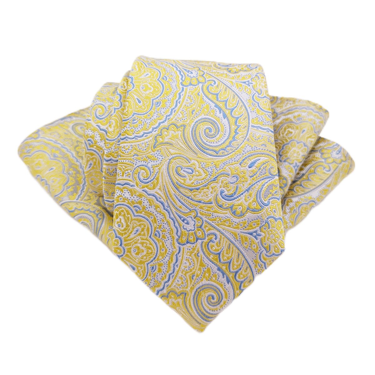 Lemon Paisley Silk Pocket Square - Wedding Pocket Square - Swagger & Swoon