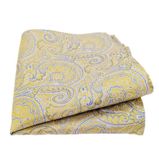 Lemon Paisley Silk Pocket Square - Wedding Pocket Square - Swagger & Swoon