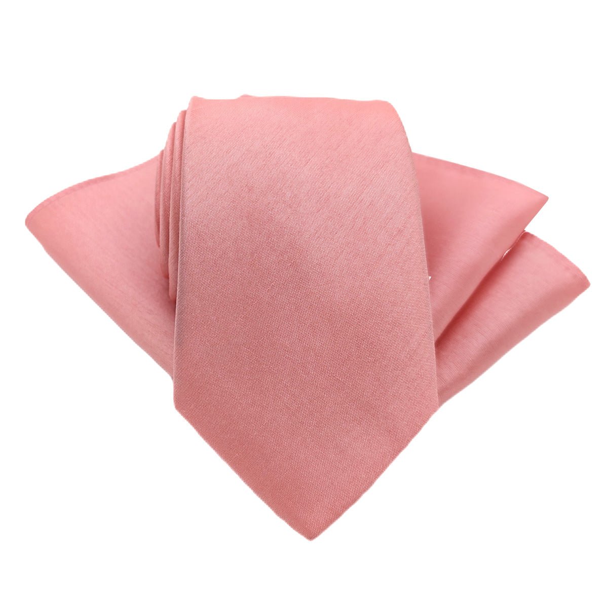 Light Coral Shantung Wedding Tie - Wedding Tie - Regular - Add Pocket Square - Save £1.00 - Swagger & Swoon