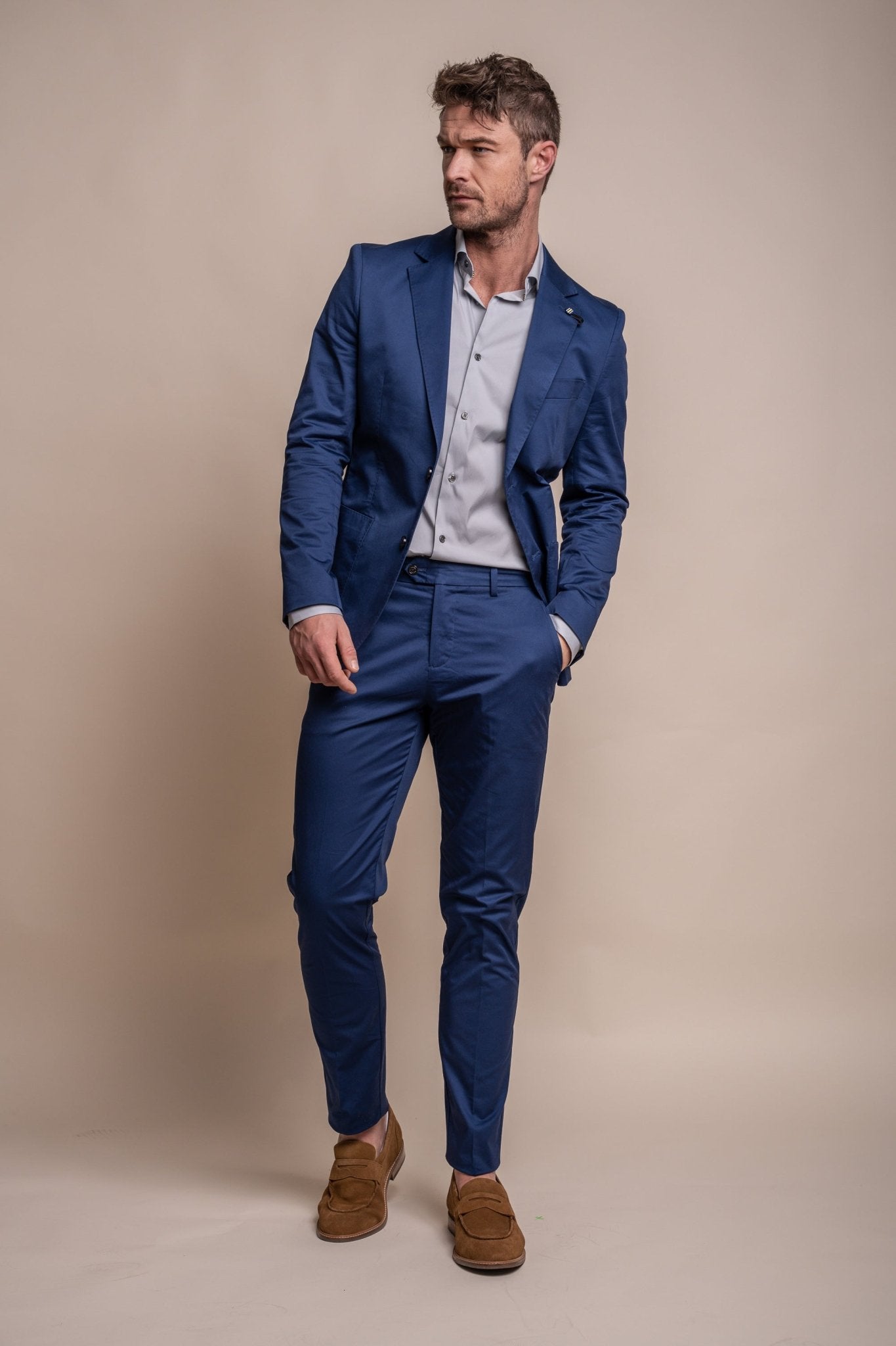 Mario Half - Lined Electric Blue Cotton Blazer - Blazers & Jackets - 34R - Swagger & Swoon