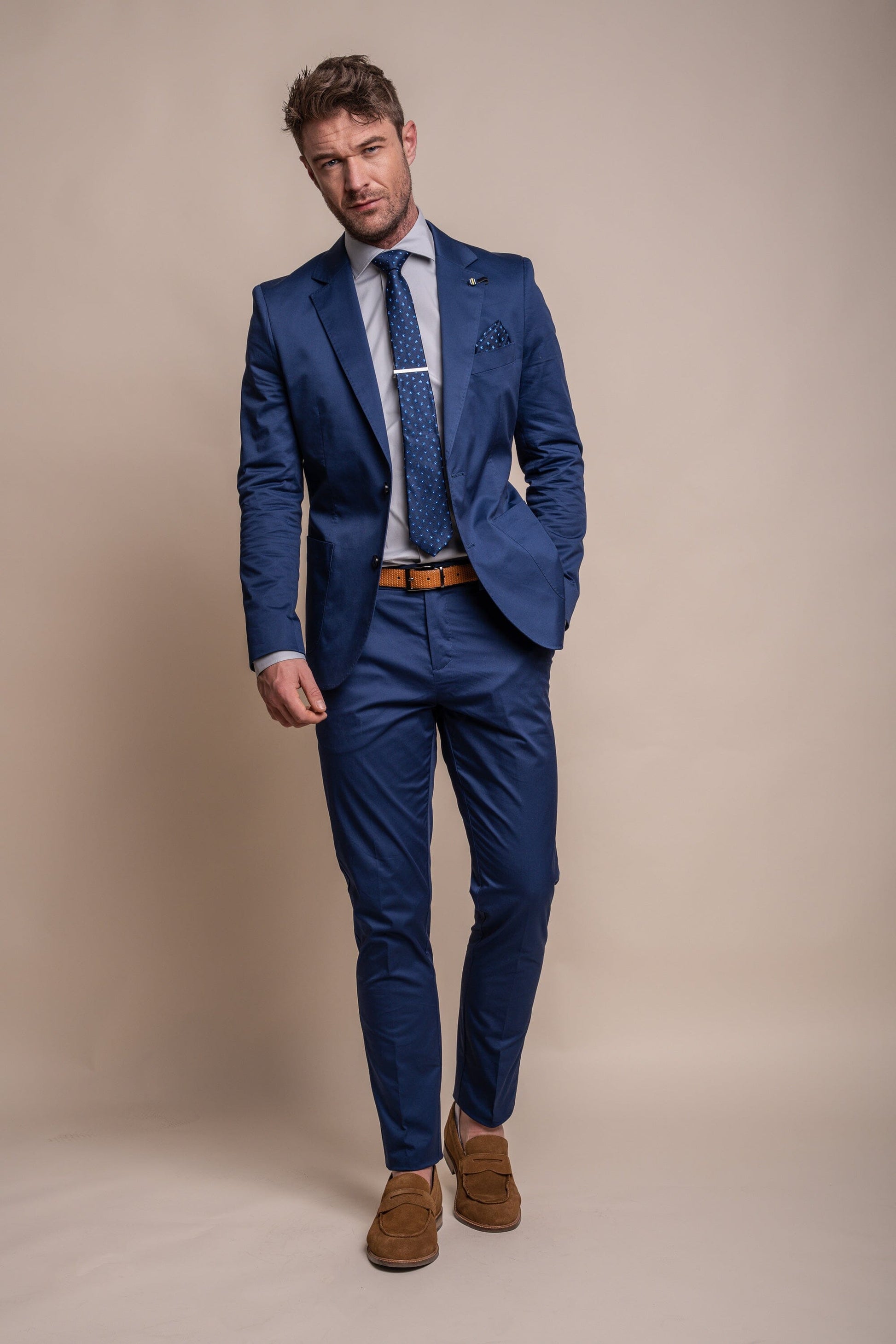 Mario Half-Lined Electric Blue Cotton Blazer - Blazers & Jackets - 