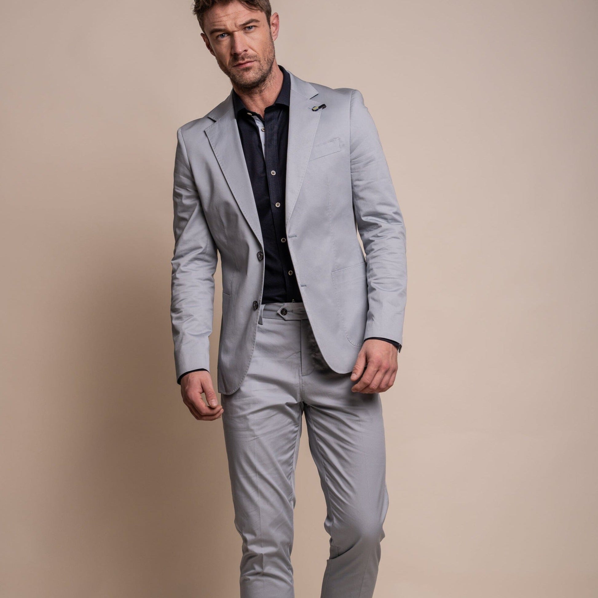 Mario Half - Lined Ice Blue Cotton Blazer - Blazers & Jackets - 34R - Swagger & Swoon