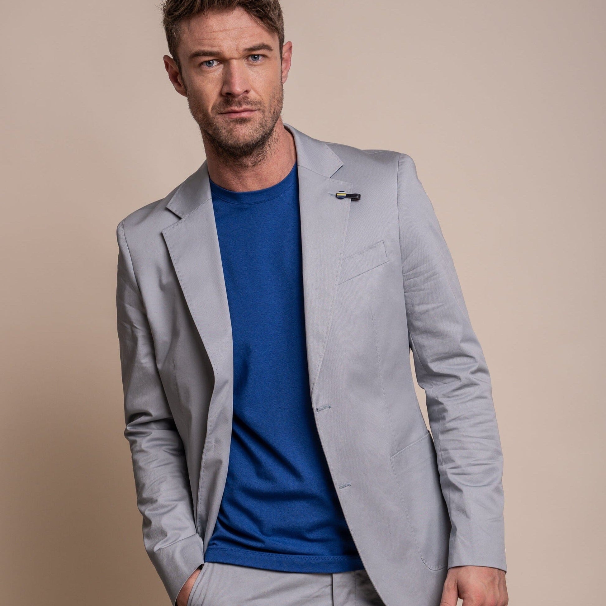 Mario Half - Lined Ice Blue Cotton Blazer - Blazers & Jackets - 34R - Swagger & Swoon