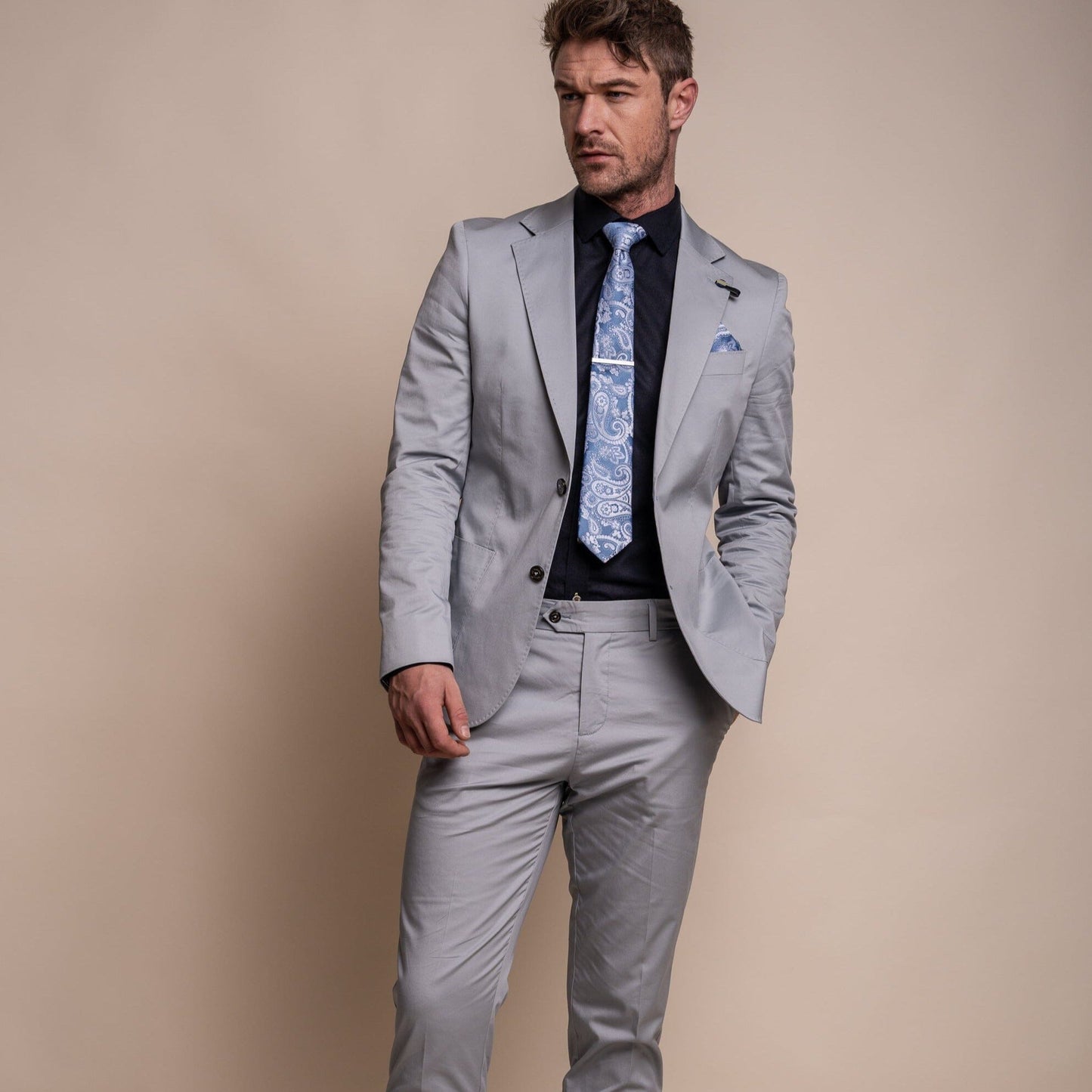 Mario Half-Lined Ice Blue Cotton Blazer - Blazers & Jackets - - THREADPEPPER