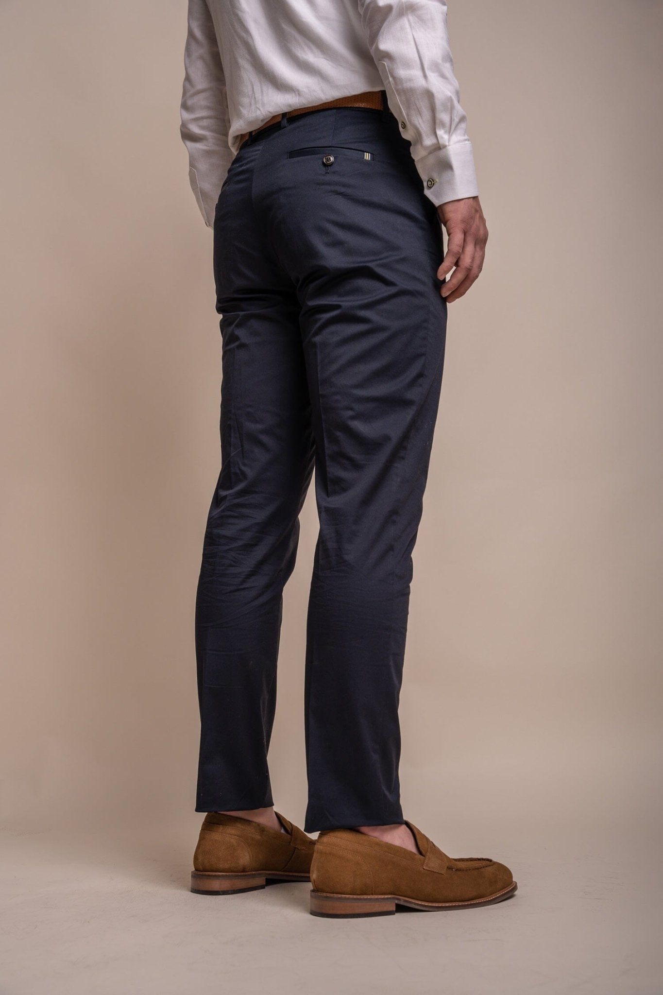 Mario Navy Cotton Trousers - Trousers - 28R - Swagger & Swoon