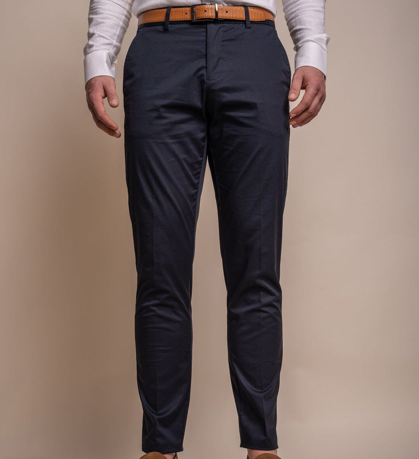 Mario Navy Cotton Trousers - Trousers - 28R - Swagger & Swoon