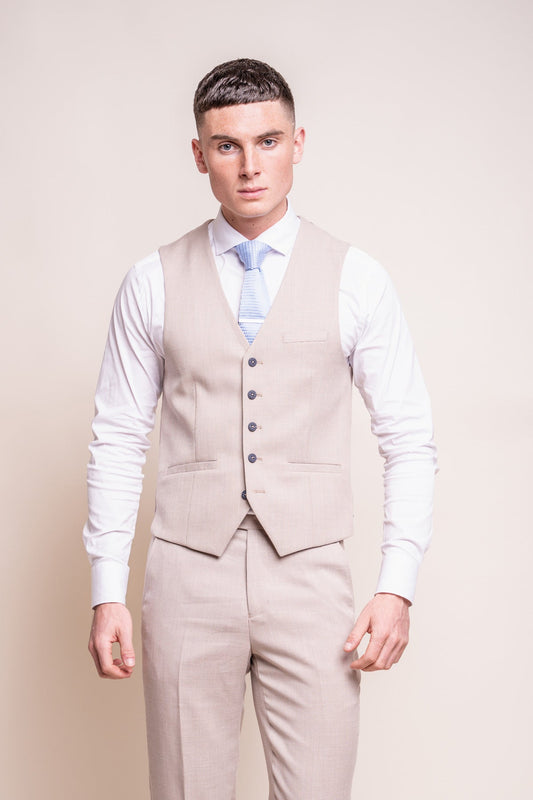 Miami Beige Waistcoat - Waistcoats - 34R - Swagger & Swoon