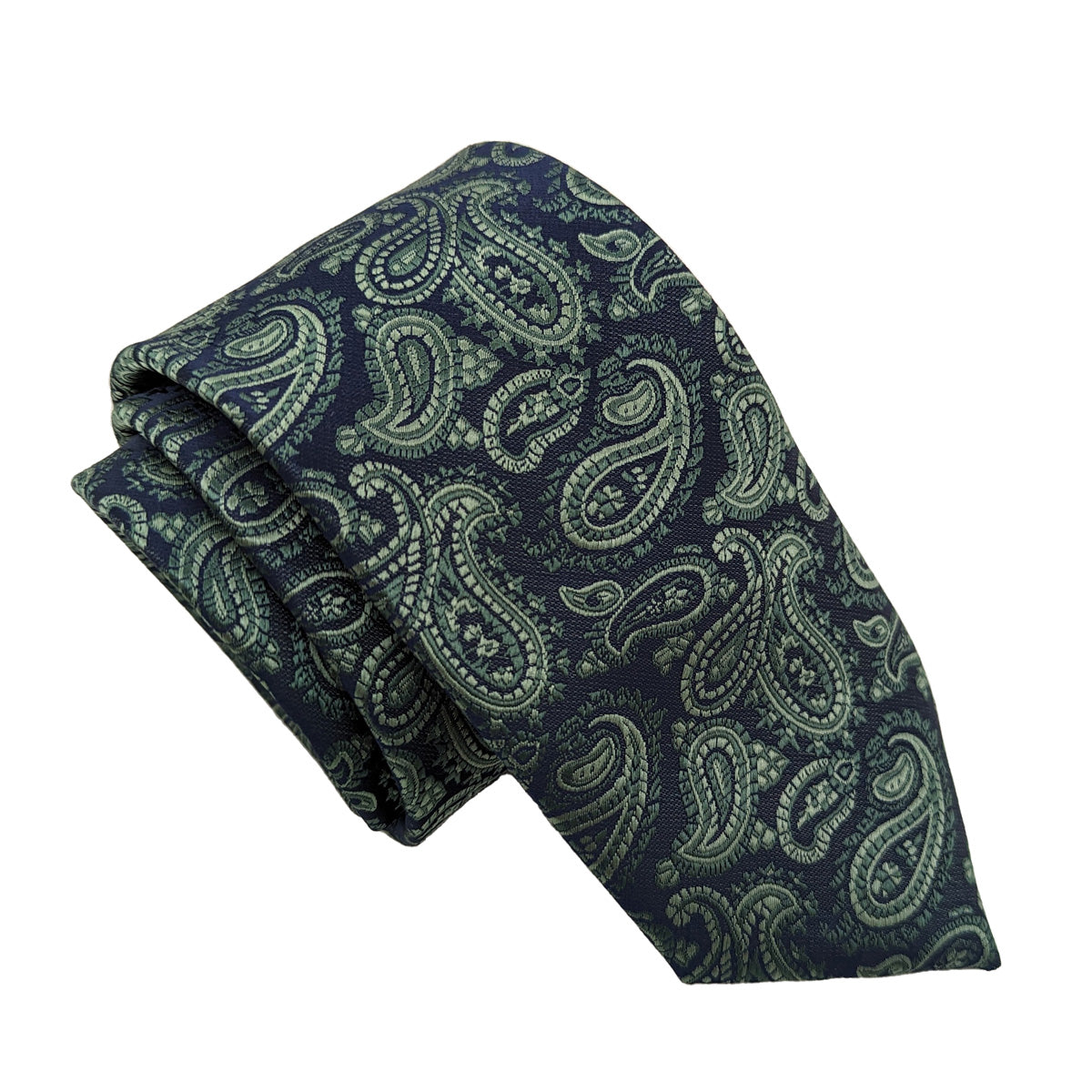 Navy & Sage Paisley Wedding Tie