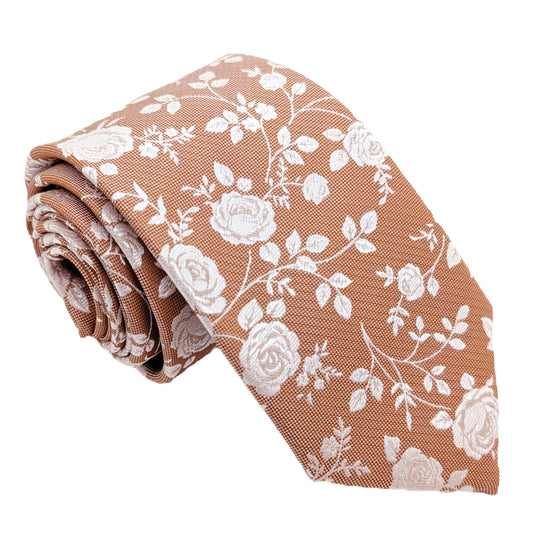 Pale Ochre Rose Petals Wedding Tie