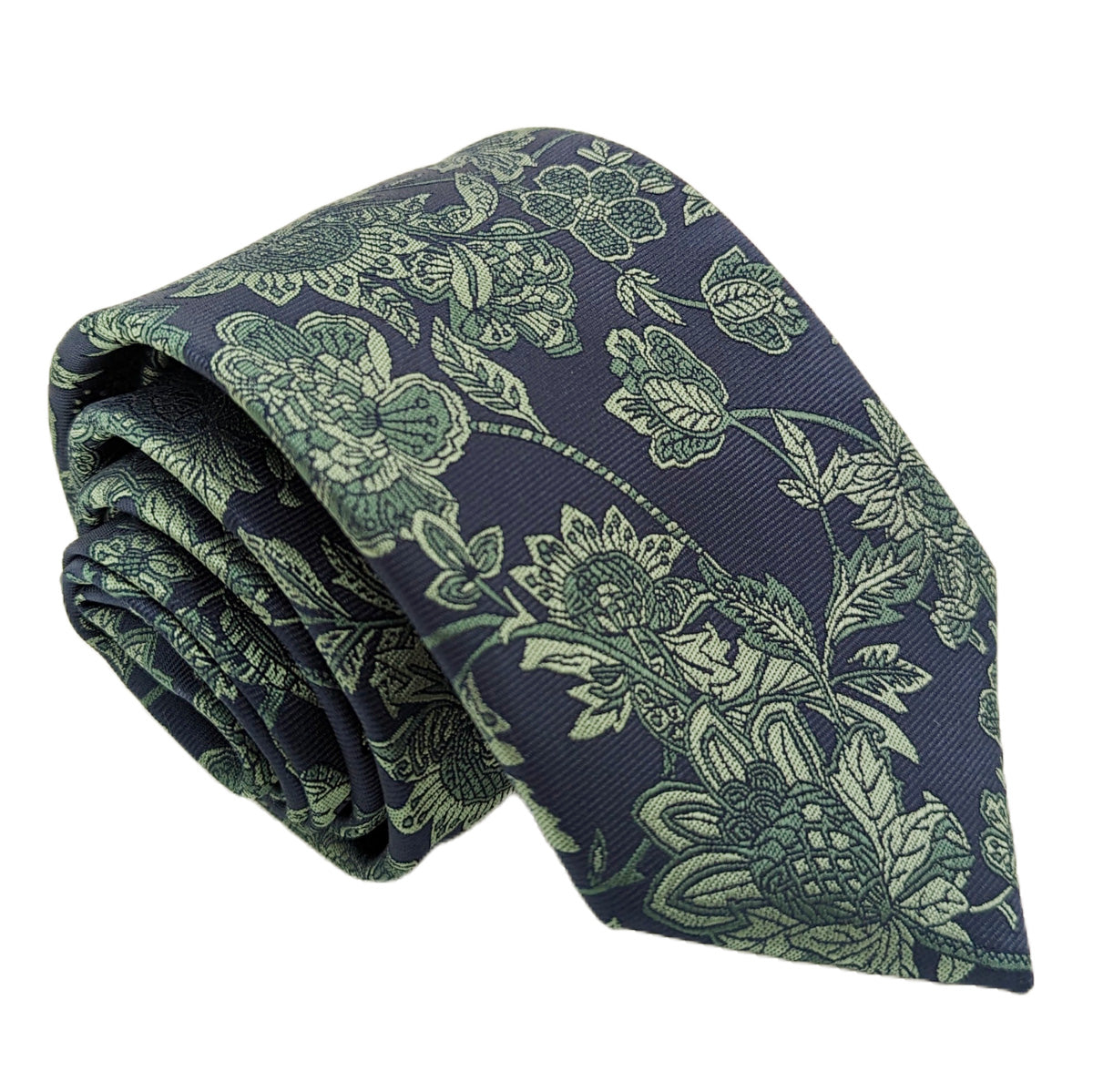 Navy & Sage Flowers Wedding Tie