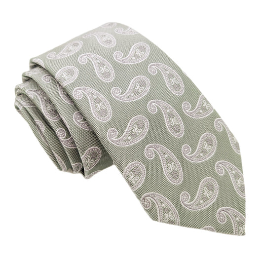 Sage Paisley Silk Wedding Tie