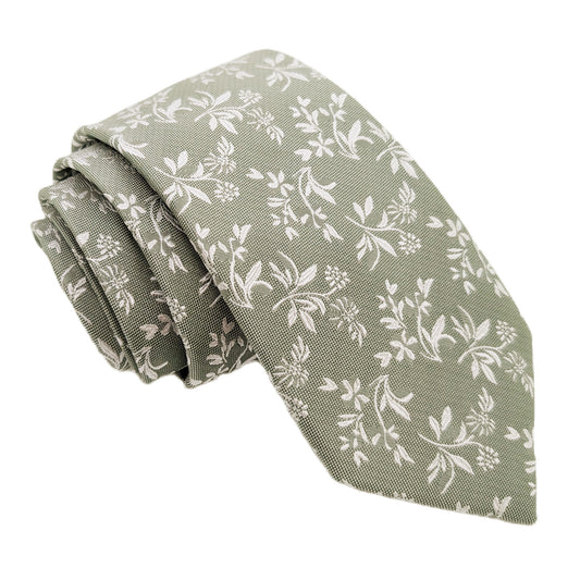 Sage Leaves Silk Wedding Tie