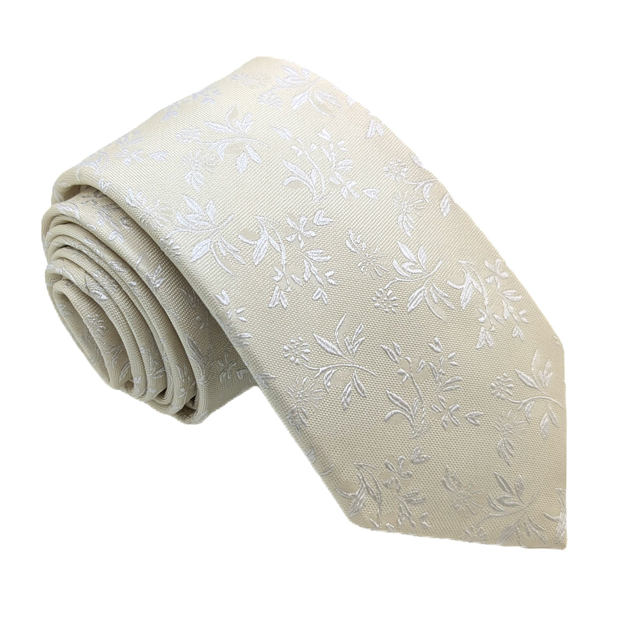 Cream Leaves Silk Wedding Tie