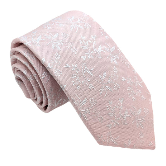 Pink Leaves Silk Wedding Tie