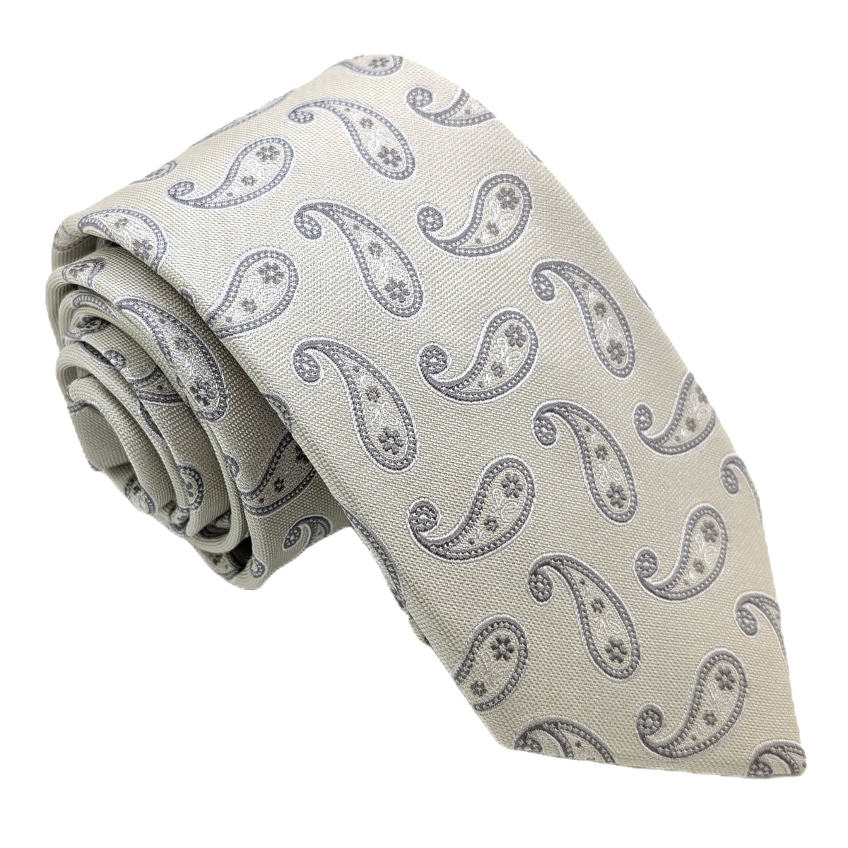 Cream Paisley Silk Wedding Tie