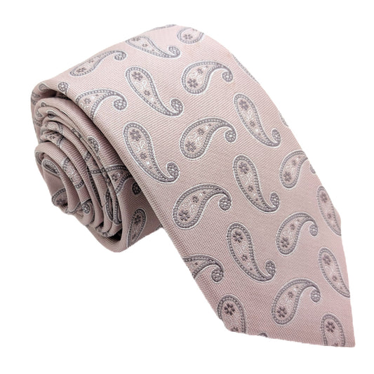 Pink Paisley Silk Wedding Tie