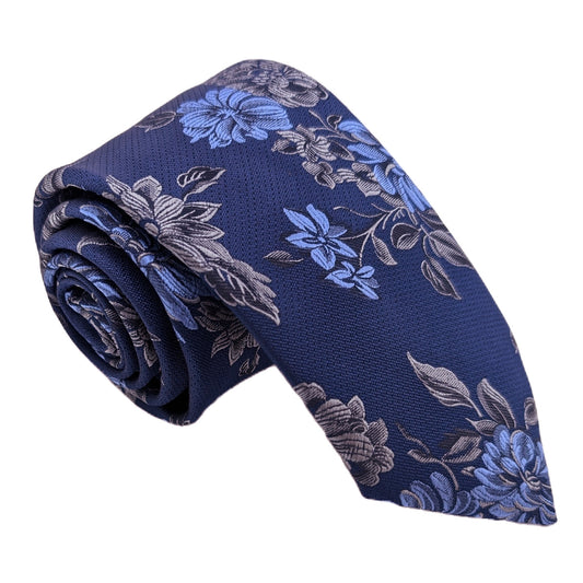 Navy Floral Wedding Tie